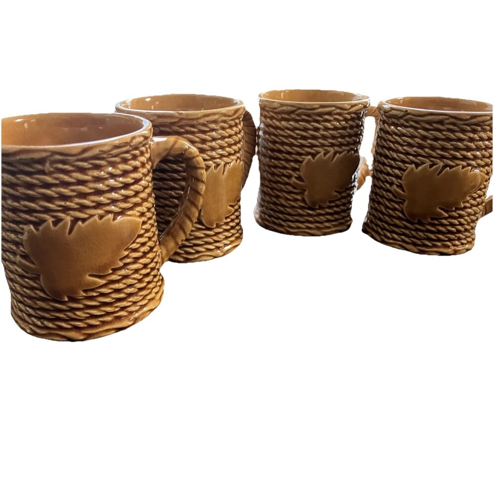 Mid Century Modern Japan Coffee Mugs 4 Retro Vintage Boho Country Granny